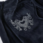 Rockmore Retro Rhinestone Flare Pants Velvet Drawstring Casual Trouser Streetwear Cute Bottoms Y2K Aesthetic 2000s Women's Pants RT220