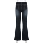 Rockmore Vintage Flare Jeans Women Low Rise Fashion Washed Jean Pants Y2K Aesthetic High Street Denim Trousers Korean Casual New RT220