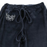 Rockmore Retro Rhinestone Flare Pants Velvet Drawstring Casual Trouser Streetwear Cute Bottoms Y2K Aesthetic 2000s Women's Pants RT220