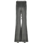 Rockmore Retro Rhinestone Flare Pants Velvet Drawstring Casual Trouser Streetwear Cute Bottoms Y2K Aesthetic 2000s Women's Pants RT220