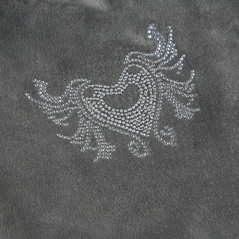 Rockmore Retro Rhinestone Flare Pants Velvet Drawstring Casual Trouser Streetwear Cute Bottoms Y2K Aesthetic 2000s Women's Pants RT220