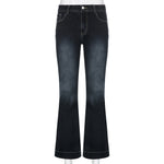 Rockmore Vintage Flare Jeans Women Low Rise Fashion Washed Jean Pants Y2K Aesthetic High Street Denim Trousers Korean Casual New RT220