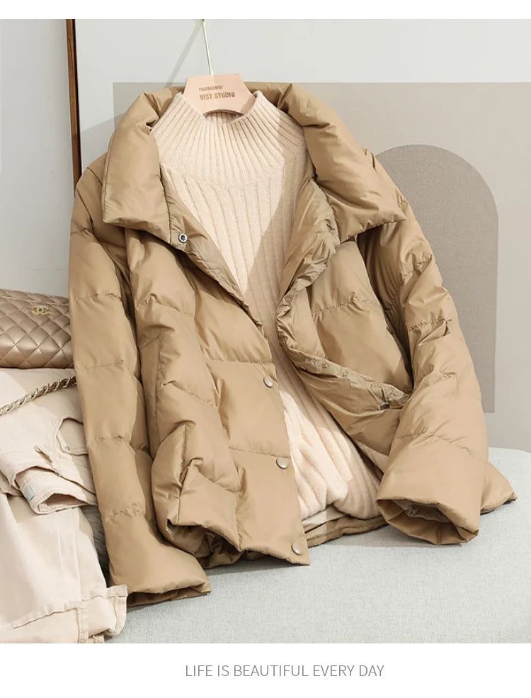 2022 New Winter Ultra Light Duck Down Coat Women Short Stand collarJackets Slim Autumn Puffer Jacket Down jacket Parkas RT220