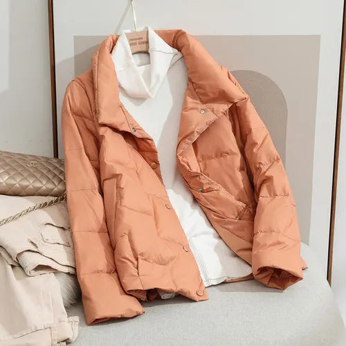 2022 New Winter Ultra Light Duck Down Coat Women Short Stand collarJackets Slim Autumn Puffer Jacket Down jacket Parkas RT220