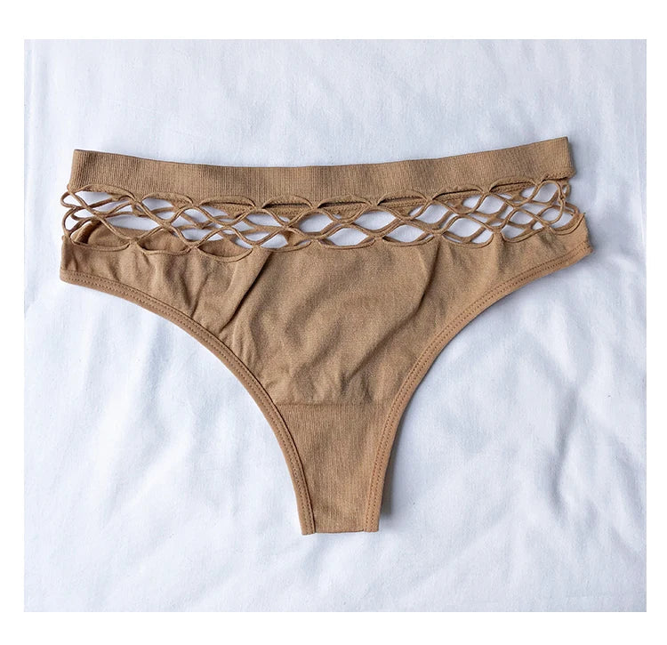 Meet'r Hollow Out Lingerie Europe Seamless Sexy Panties Women  Elasticity Underwear Temptation Middle-waist G String Underpant RT220