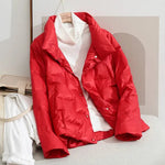 2022 New Winter Ultra Light Duck Down Coat Women Short Stand collarJackets Slim Autumn Puffer Jacket Down jacket Parkas RT220