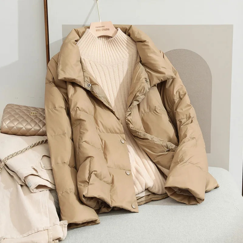 2022 New Winter Ultra Light Duck Down Coat Women Short Stand collarJackets Slim Autumn Puffer Jacket Down jacket Parkas RT220