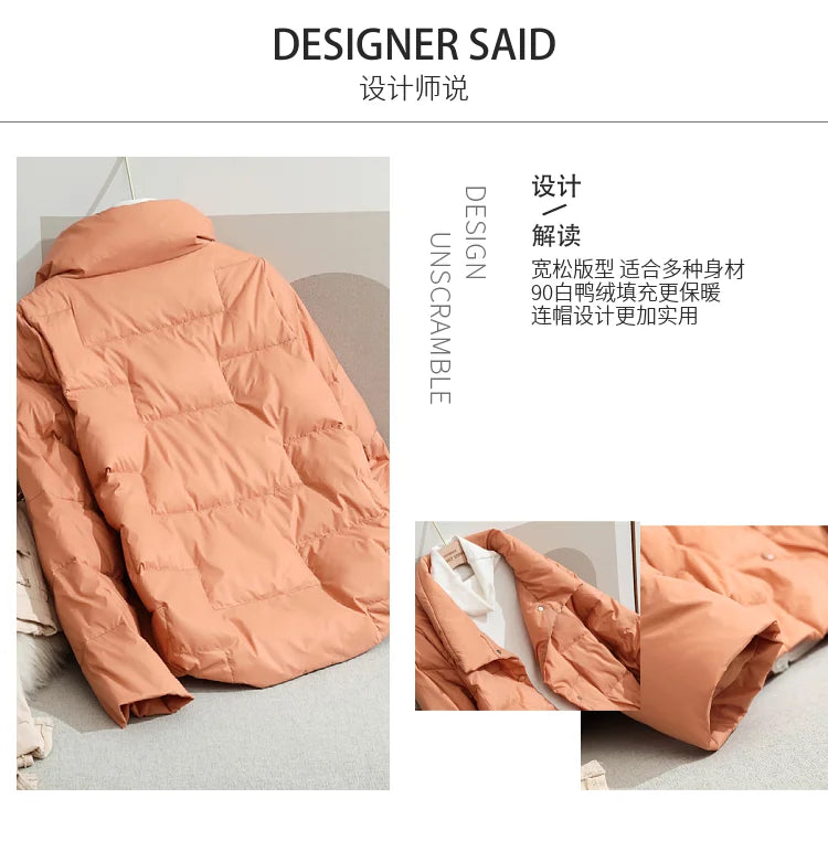 2022 New Winter Ultra Light Duck Down Coat Women Short Stand collarJackets Slim Autumn Puffer Jacket Down jacket Parkas RT220