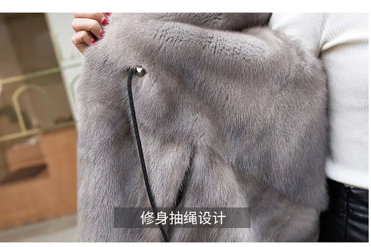Female Hooded Fur Coat 2024 Autumn Winter New Women's The Long Jacket Coat Korean Version Trendy Imitation Fur Coat Women RT220
