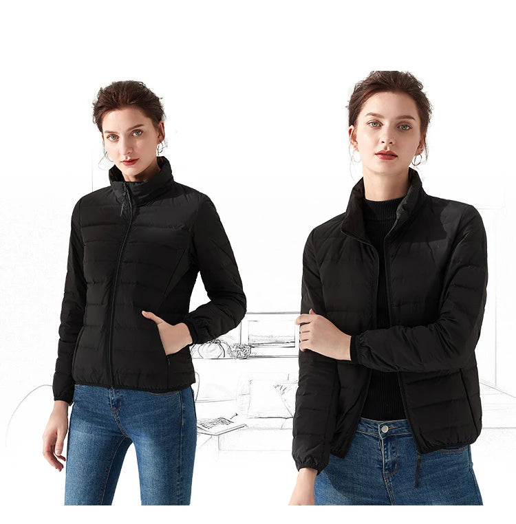 Woman's Jacket Matt Fabric Ultra Light Winter 90% Duck Down Jackets Warm Coat Parka Female Solid Waterproof Seamless Outwear RT220