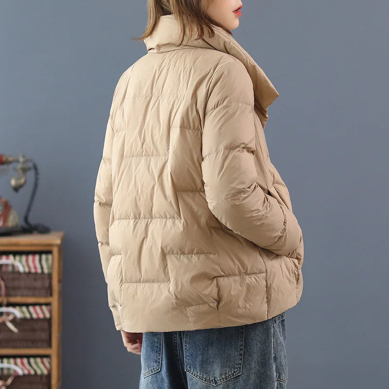2022 New Winter Ultra Light Duck Down Coat Women Short Stand collarJackets Slim Autumn Puffer Jacket Down jacket Parkas RT220
