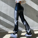 Autumn Retro Elegant Black Faux Leather Women's Trousers High Waist Skinny Pants Ladies Casual Fashion Pants Capris Streetwear RT220