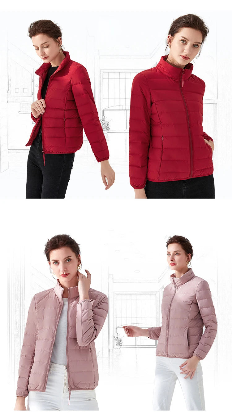 Woman's Jacket Matt Fabric Ultra Light Winter 90% Duck Down Jackets Warm Coat Parka Female Solid Waterproof Seamless Outwear RT220