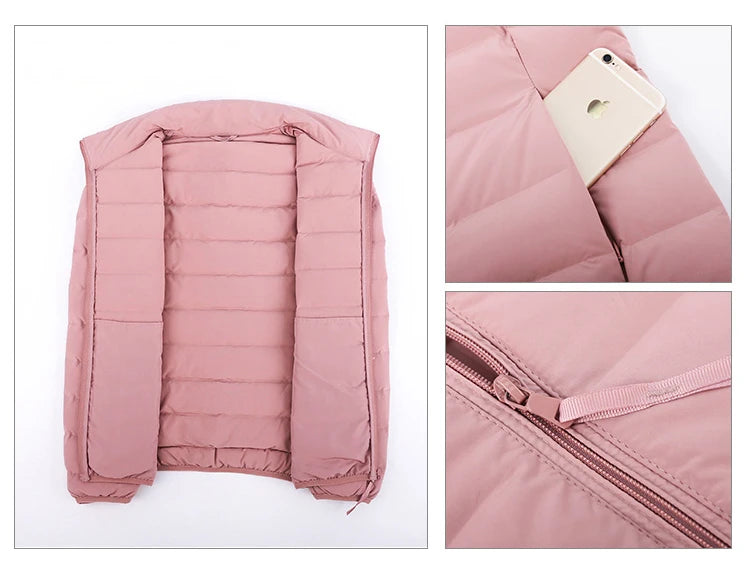 Woman's Jacket Matt Fabric Ultra Light Winter 90% Duck Down Jackets Warm Coat Parka Female Solid Waterproof Seamless Outwear RT220