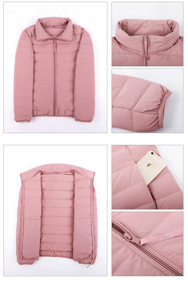Woman's Jacket Matt Fabric Ultra Light Winter 90% Duck Down Jackets Warm Coat Parka Female Solid Waterproof Seamless Outwear RT220