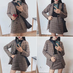 2025 Retro Plaid Blazer Set Single-breasted Jacket & Pencil Skirt 2 Pieces Skirt Suit Female Office Ladies Blazer Suit RT220