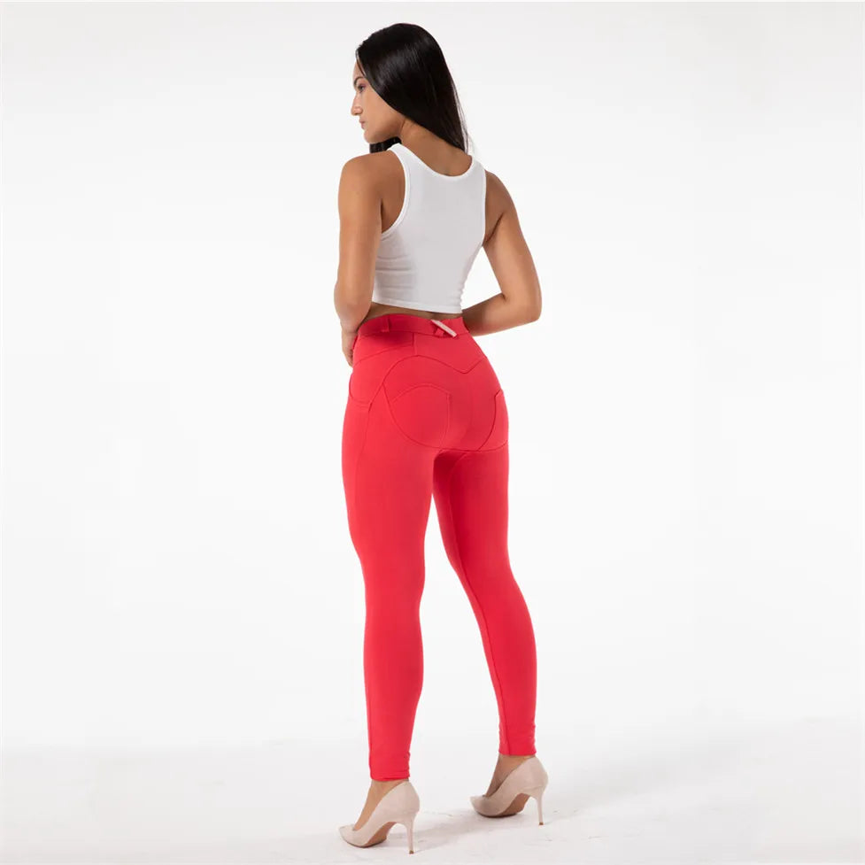 Shascullfites Melody Red Skinny Jeggings Cotton Female Workout Jegging Mid Waist Tights Bum Lift Pants Women's Clothing RT220