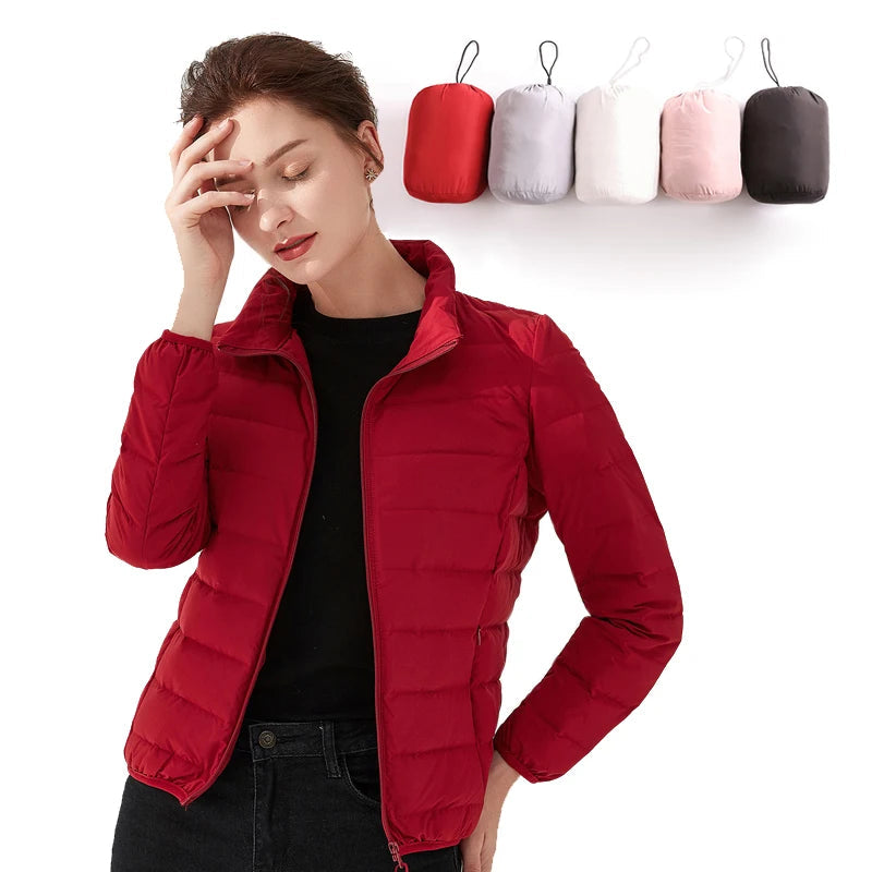 Woman's Jacket Matt Fabric Ultra Light Winter 90% Duck Down Jackets Warm Coat Parka Female Solid Waterproof Seamless Outwear RT220