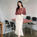 Elegant Office Long Skirts Women 2024 Fashion High Waist Bodycon White Black Skirt French Y2k Slim Corset Bridal Maxi Skirt XL RT220