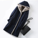 Female Hooded Fur Coat 2024 Autumn Winter New Women's The Long Jacket Coat Korean Version Trendy Imitation Fur Coat Women RT220