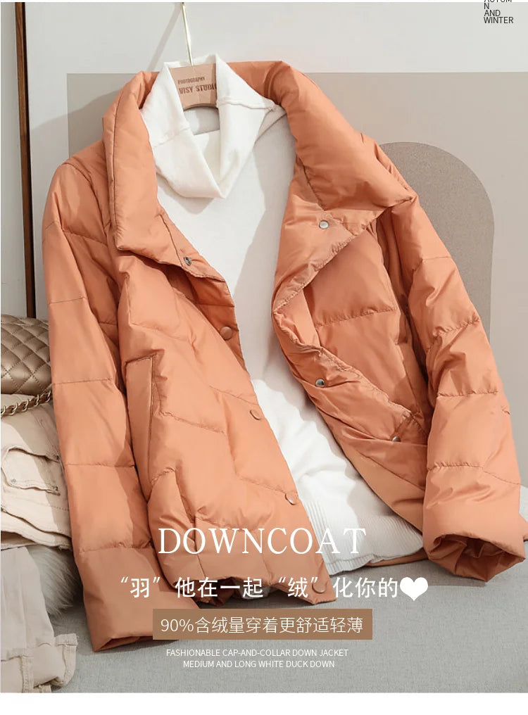 2022 New Winter Ultra Light Duck Down Coat Women Short Stand collarJackets Slim Autumn Puffer Jacket Down jacket Parkas RT220