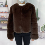 2021 New Fur Coat Women Winter High Quality Fashion Faux Fur Coat Artificial Fox Short Jacket RT220