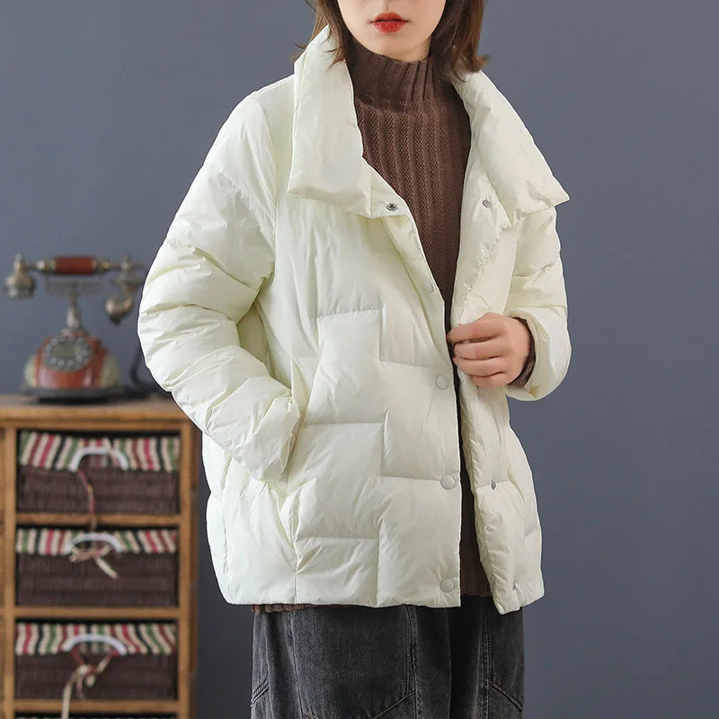 2022 New Winter Ultra Light Duck Down Coat Women Short Stand collarJackets Slim Autumn Puffer Jacket Down jacket Parkas RT220