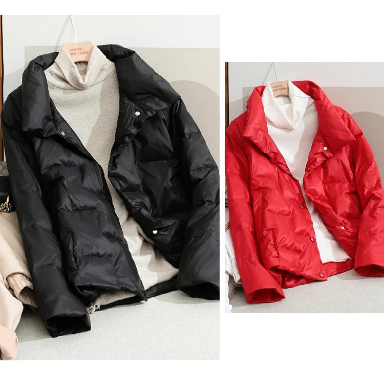 2022 New Winter Ultra Light Duck Down Coat Women Short Stand collarJackets Slim Autumn Puffer Jacket Down jacket Parkas RT220