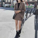 2025 Retro Plaid Blazer Set Single-breasted Jacket & Pencil Skirt 2 Pieces Skirt Suit Female Office Ladies Blazer Suit RT220