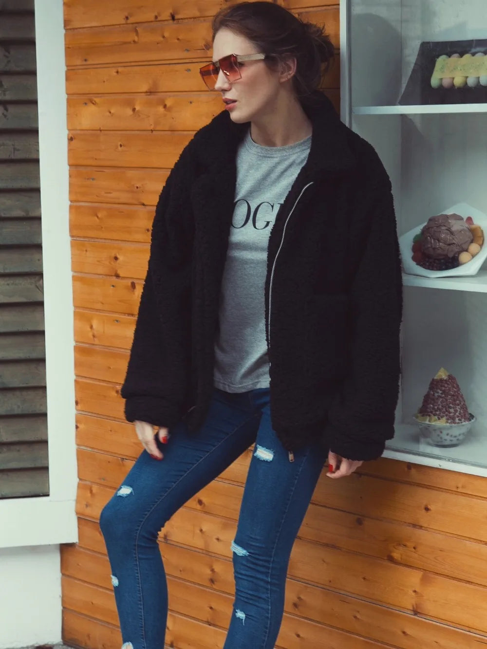 Autumn Winter Faux Fur Coat Women 2025 Khaki Casual Warm Soft Zipper Fur Jacket Plush Overcoat Pocket Teddy Coat Female Jacket RT220