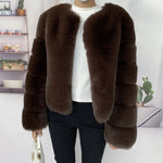 2021 New Fur Coat Women Winter High Quality Fashion Faux Fur Coat Artificial Fox Short Jacket RT220