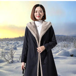 Female Hooded Fur Coat 2024 Autumn Winter New Women's The Long Jacket Coat Korean Version Trendy Imitation Fur Coat Women RT220
