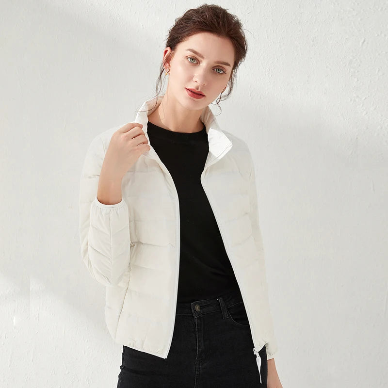 Woman's Jacket Matt Fabric Ultra Light Winter 90% Duck Down Jackets Warm Coat Parka Female Solid Waterproof Seamless Outwear RT220