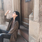 2025 Retro Plaid Blazer Set Single-breasted Jacket & Pencil Skirt 2 Pieces Skirt Suit Female Office Ladies Blazer Suit RT220