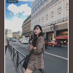 2025 Retro Plaid Blazer Set Single-breasted Jacket & Pencil Skirt 2 Pieces Skirt Suit Female Office Ladies Blazer Suit RT220