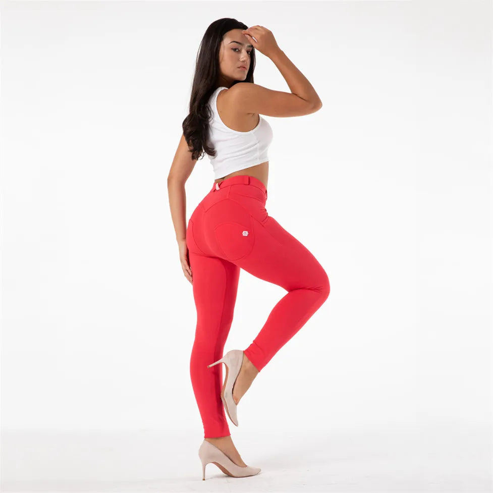 Shascullfites Melody Red Skinny Jeggings Cotton Female Workout Jegging Mid Waist Tights Bum Lift Pants Women's Clothing RT220