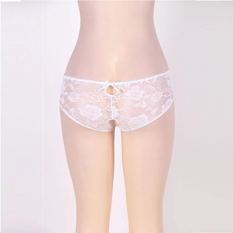 Comeondear Lace Panties Low-waist Underwear Thong Female G String Bandage Plus Size Lingerie Strappy Briefs Crotchless Intimates RT220