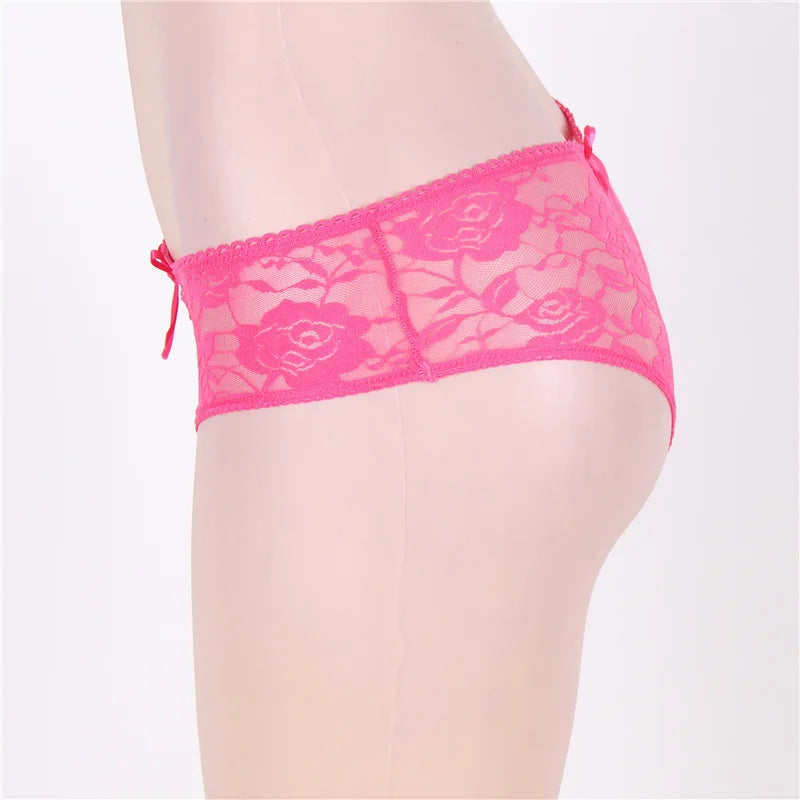 Comeondear Lace Panties Low-waist Underwear Thong Female G String Bandage Plus Size Lingerie Strappy Briefs Crotchless Intimates RT220