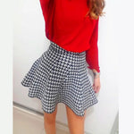 Autumn Winter Korean Women Skirt Knitting Woolen Midi Skirt Winter Ladies High Waist Casual Pleated Elastic Flared Skirts Womens RT220
