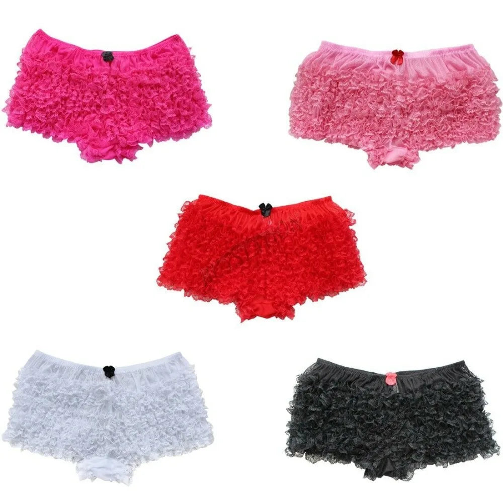 Women Lace Bloomers Panties Sexy Pink Ruffled Mesh Transparent Cake Skirt Nightclub Performance Pole Dance Skirt Best Gift List RT220
