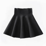 Autumn Winter Korean Women Skirt Knitting Woolen Midi Skirt Winter Ladies High Waist Casual Pleated Elastic Flared Skirts Womens RT220