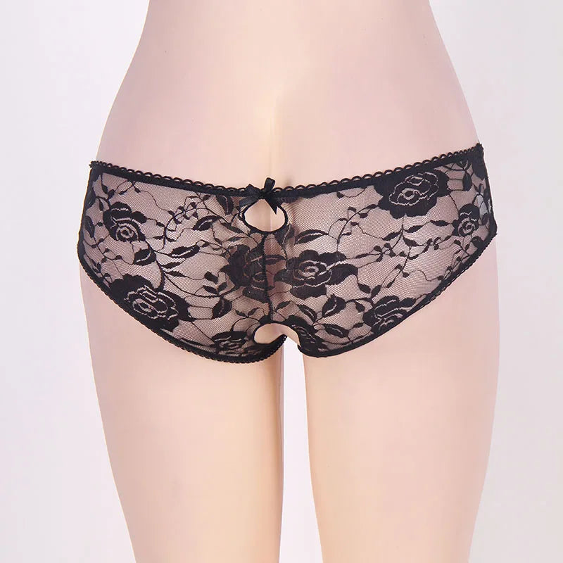 Comeondear Lace Panties Low-waist Underwear Thong Female G String Bandage Plus Size Lingerie Strappy Briefs Crotchless Intimates RT220