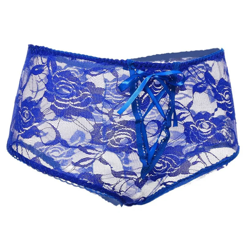 Comeondear Lace Panties Low-waist Underwear Thong Female G String Bandage Plus Size Lingerie Strappy Briefs Crotchless Intimates RT220