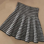 Autumn Winter Korean Women Skirt Knitting Woolen Midi Skirt Winter Ladies High Waist Casual Pleated Elastic Flared Skirts Womens RT220