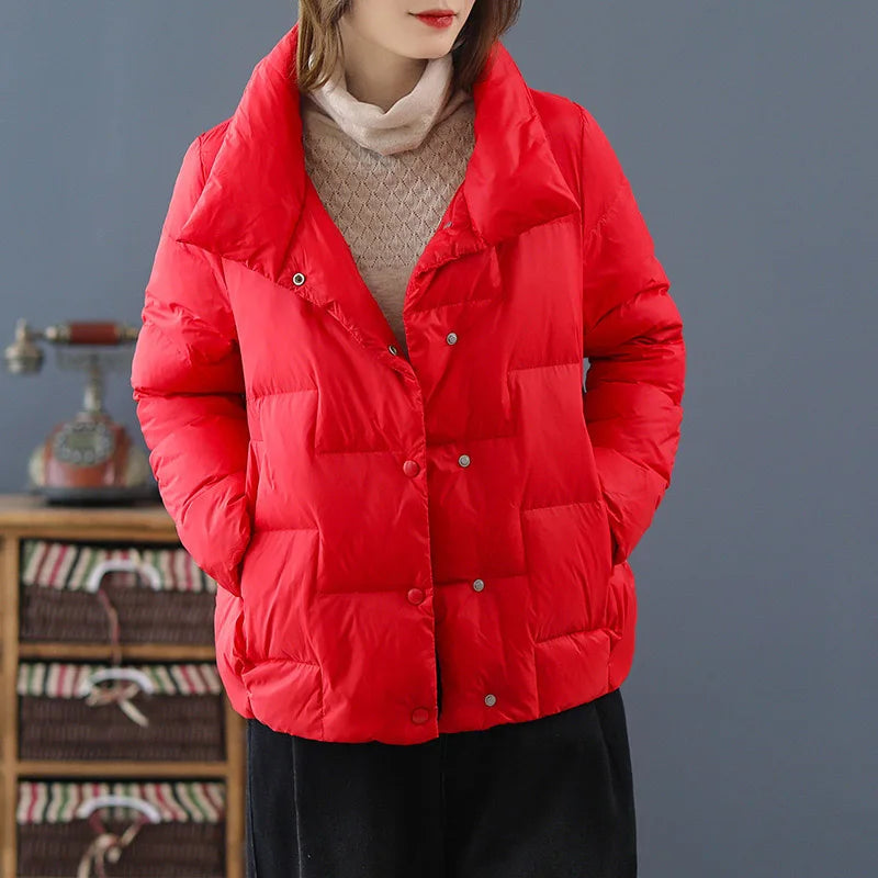 2022 New Winter Ultra Light Duck Down Coat Women Short Stand collarJackets Slim Autumn Puffer Jacket Down jacket Parkas RT220