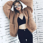 Autumn Winter Faux Fur Coat Women 2025 Khaki Casual Warm Soft Zipper Fur Jacket Plush Overcoat Pocket Teddy Coat Female Jacket RT220