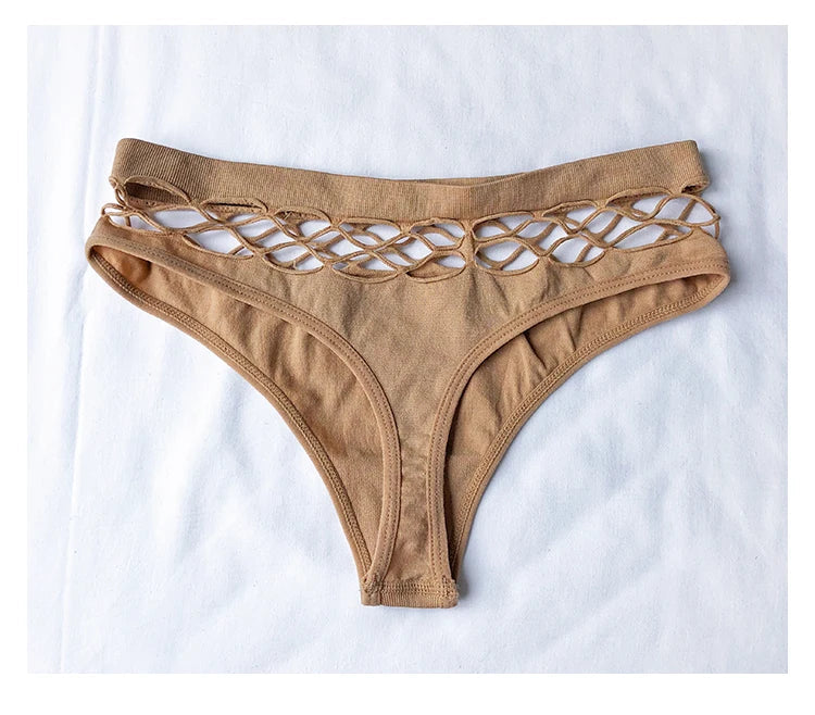 Meet'r Hollow Out Lingerie Europe Seamless Sexy Panties Women  Elasticity Underwear Temptation Middle-waist G String Underpant RT220