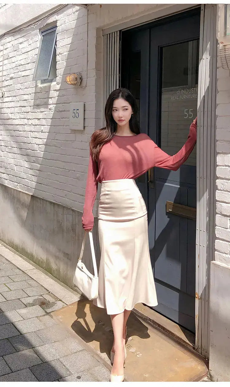 Elegant Office Long Skirts Women 2024 Fashion High Waist Bodycon White Black Skirt French Y2k Slim Corset Bridal Maxi Skirt XL RT220