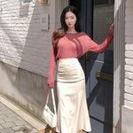 Elegant Office Long Skirts Women 2024 Fashion High Waist Bodycon White Black Skirt French Y2k Slim Corset Bridal Maxi Skirt XL RT220