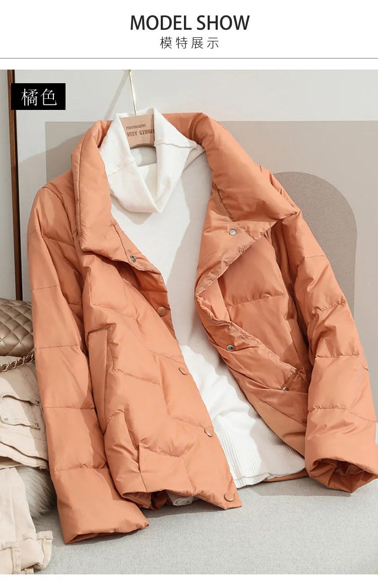 2022 New Winter Ultra Light Duck Down Coat Women Short Stand collarJackets Slim Autumn Puffer Jacket Down jacket Parkas RT220